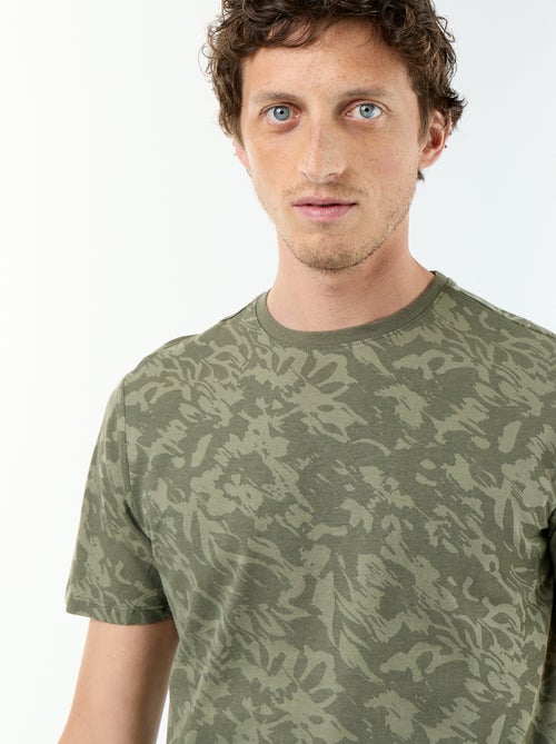 T-shirt en coton à col rond Homme avec motif placé - Kiabi