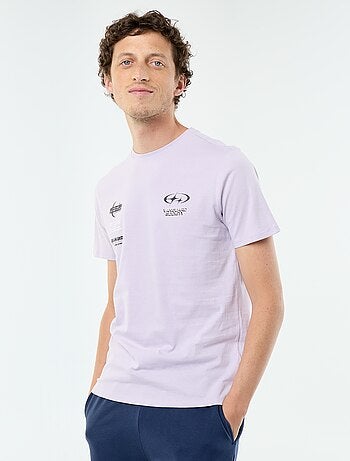 T-shirt en coton pour homme à col rond avec motif