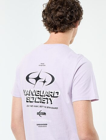 T-shirt en coton pour homme à col rond avec motif