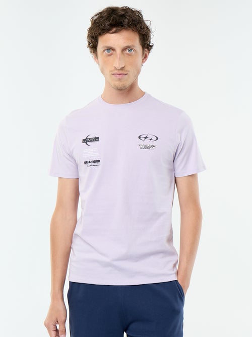 T-shirt en coton à col rond Homme avec motif placé - Kiabi