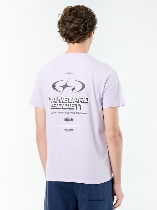 T-shirt en coton à col rond Homme avec motif placé - Kiabi