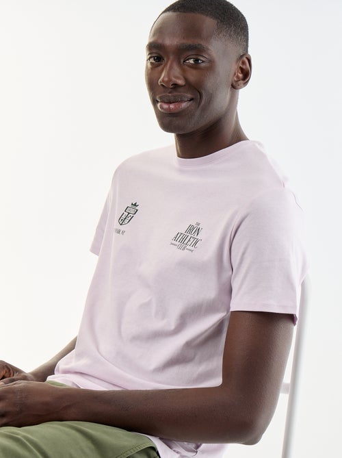 T-shirt en coton à col rond homme avec motif placé - Kiabi