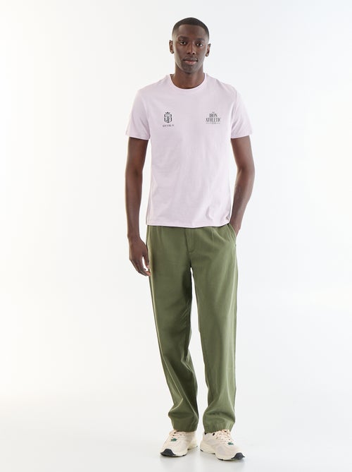 T-shirt en coton à col rond homme avec motif placé - Kiabi