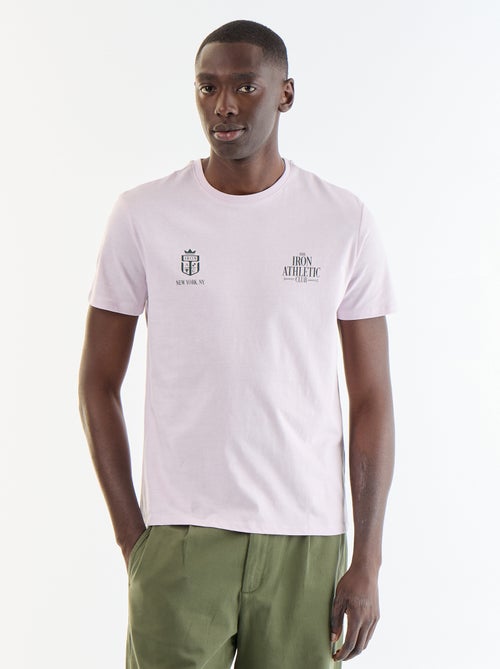T-shirt en coton à col rond homme avec motif placé - Kiabi