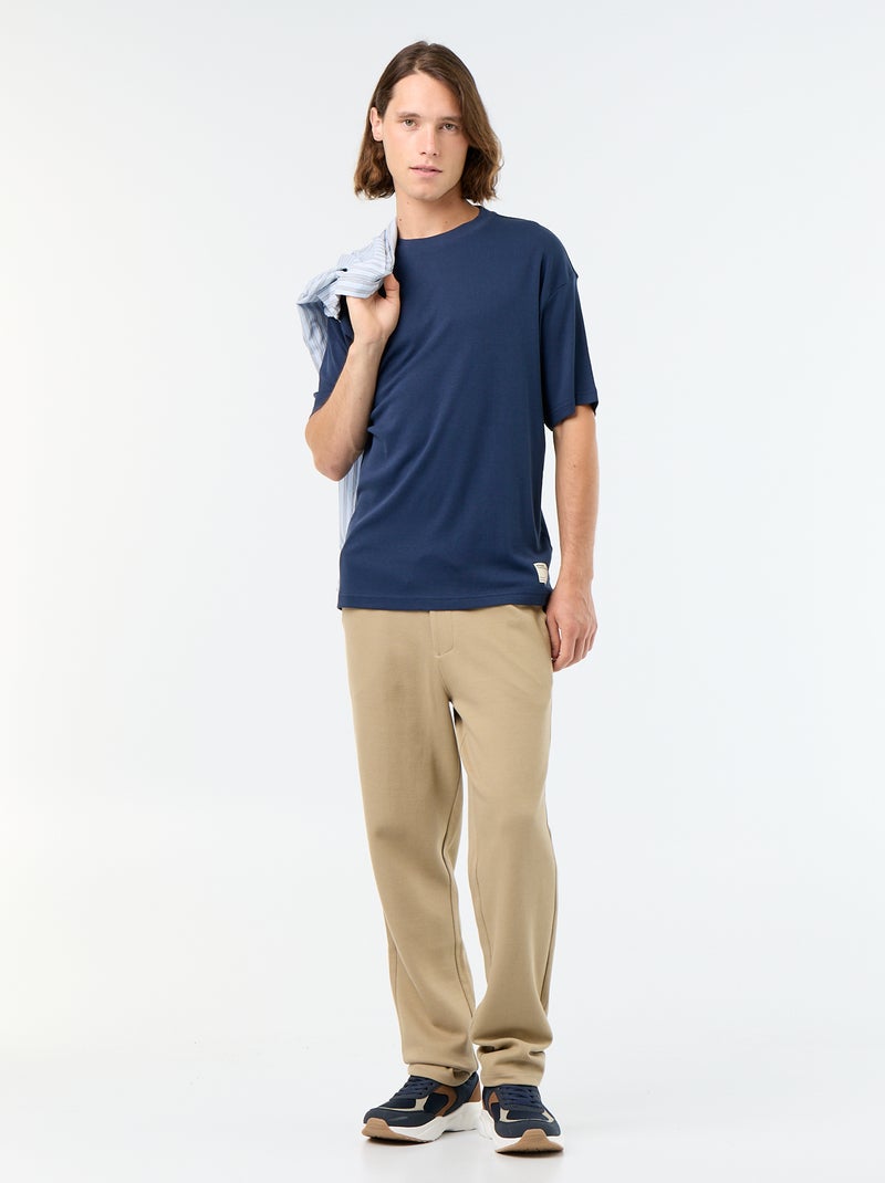 T-shirt en coton à col rond Homme Noir - Kiabi