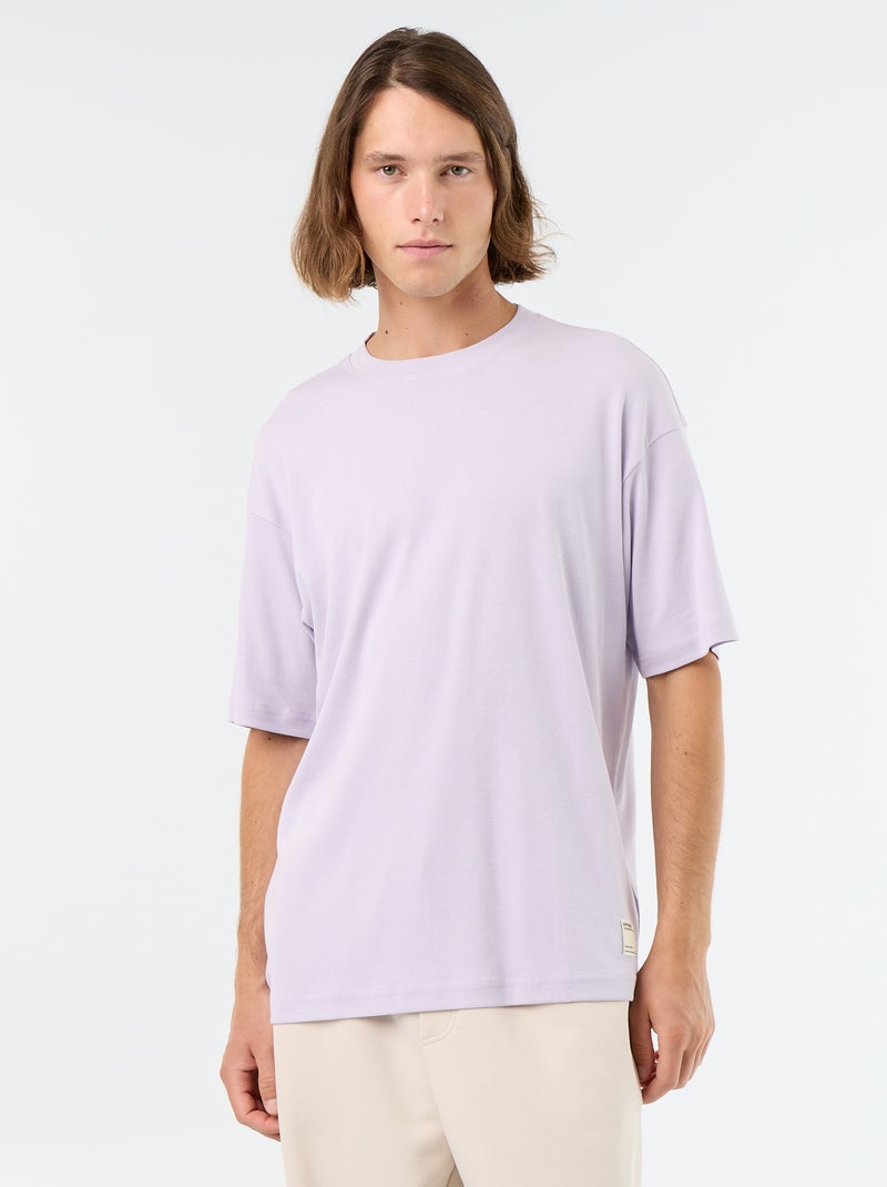 T-shirt en coton à col rond homme Rose - Kiabi