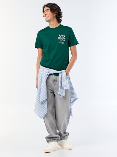 T-shirt en coton à col rond imprimé Homme - Kiabi
