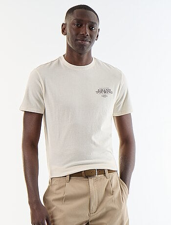 T-shirt en coton pour homme à col rond avec motif