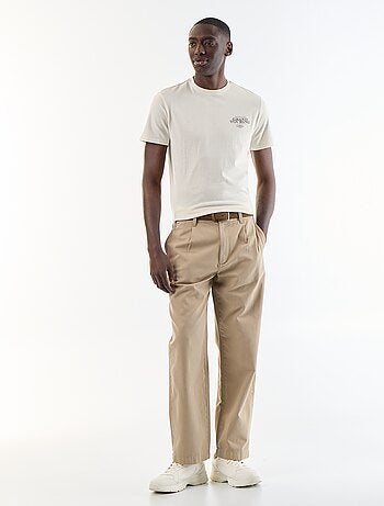 T-shirt en coton pour homme à col rond avec motif