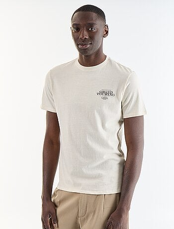 T-shirt en coton pour homme à col rond avec motif
