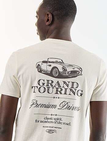 T-shirt en coton pour homme à col rond avec motif