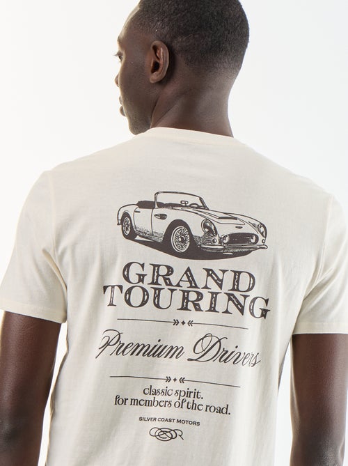 T-shirt en coton à col rond pour homme avec motif placé - Kiabi