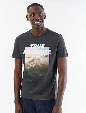 T-shirt en coton pour homme à col rond avec motif