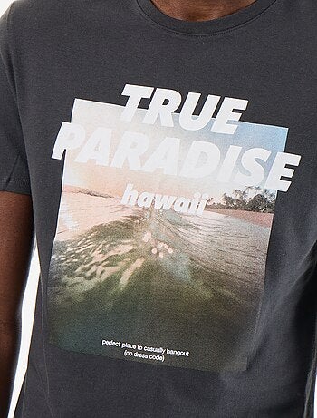 T-shirt en coton pour homme à col rond avec motif