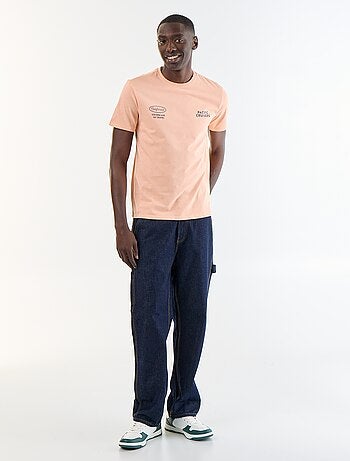 T-shirt en coton pour homme à col rond avec motif