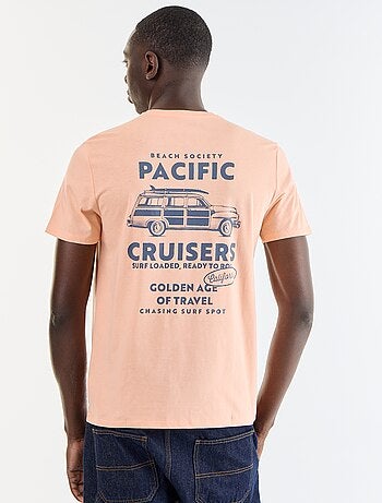 T-shirt en coton pour homme à col rond avec motif