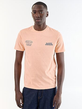 T-shirt en coton pour homme à col rond avec motif