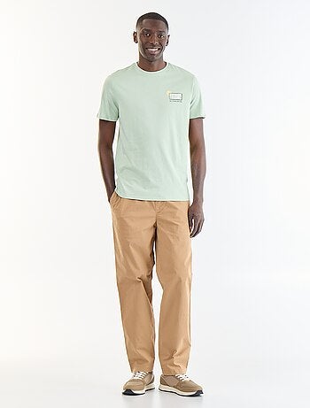 T-shirt en coton pour homme à col rond avec motif