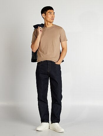 T-shirt uni en coton à col rond pour homme