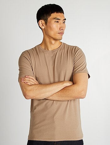 T-shirt uni en coton à col rond pour homme