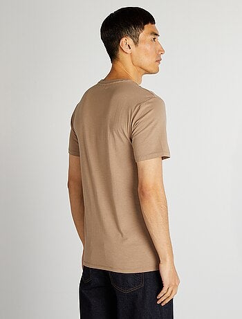 T-shirt uni en coton à col rond pour homme