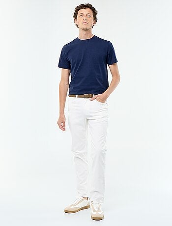 T-shirt uni en coton pour homme à col rond