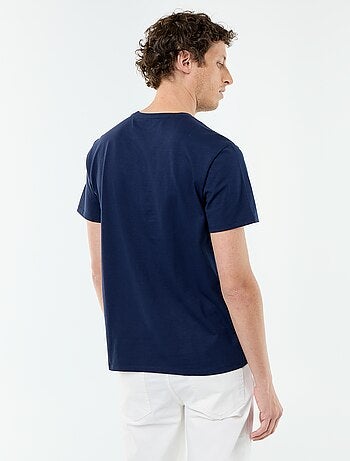 T-shirt uni en coton pour homme à col rond