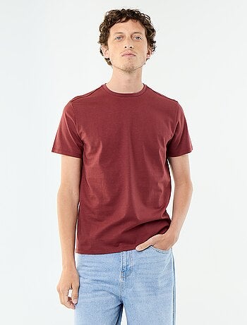 T-shirt uni en coton pour homme à col rond