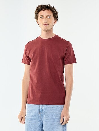 T-shirt uni en coton pour homme à col rond
