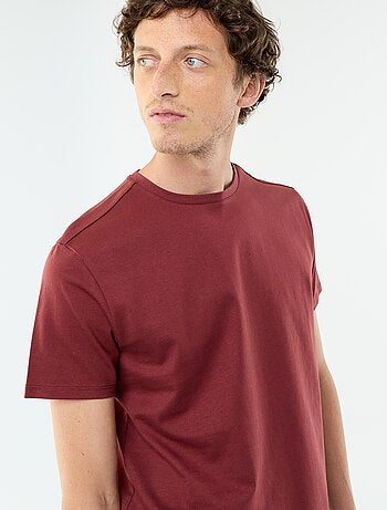 T-shirt uni en coton pour homme à col rond