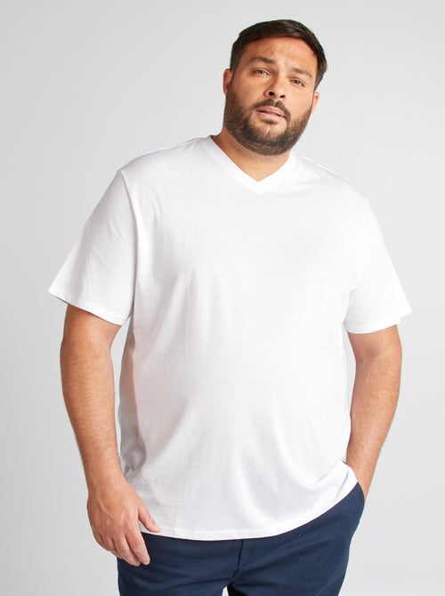 T-shirt en coton à col V pour homme - Kiabi