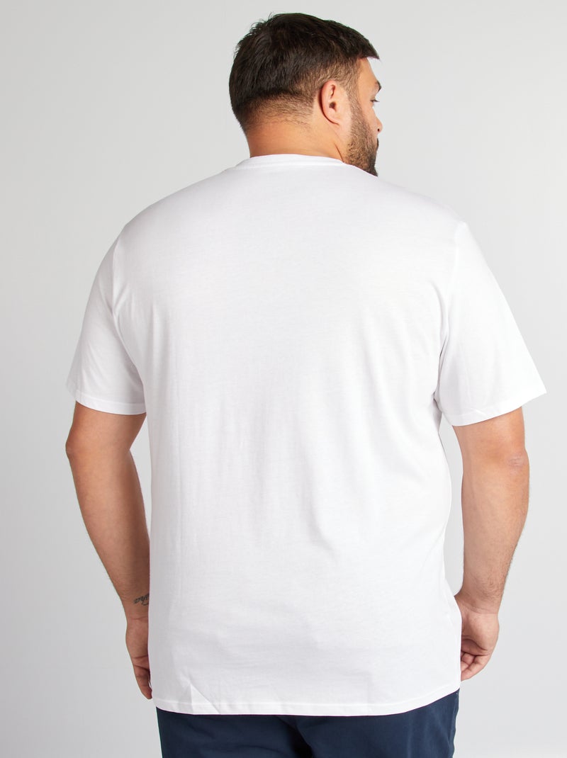 T-shirt en coton à col V pour homme Blanc - Kiabi