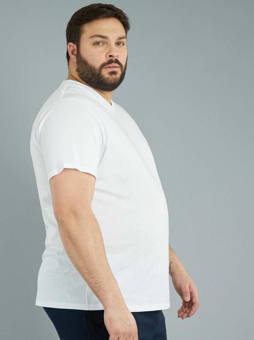 T-shirt en coton à col V pour homme - Kiabi