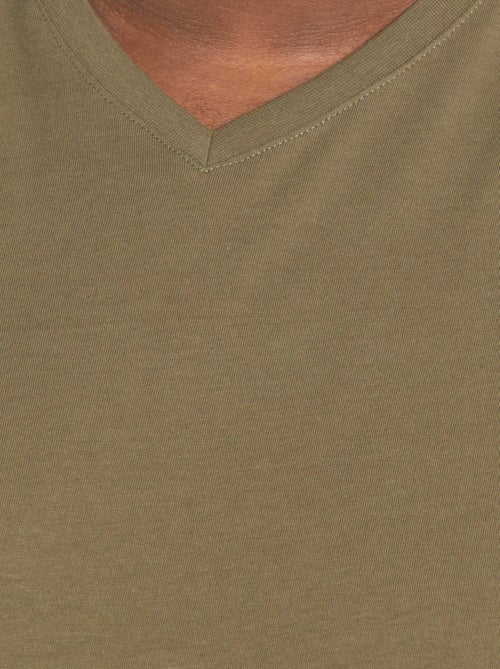 T-shirt en coton à col V pour homme - Kiabi
