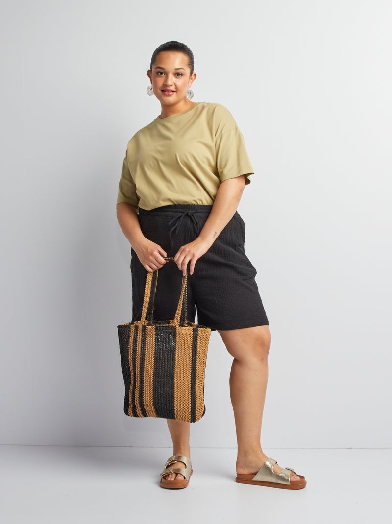 T-shirt en coton à manches courtes Olive - Kiabi