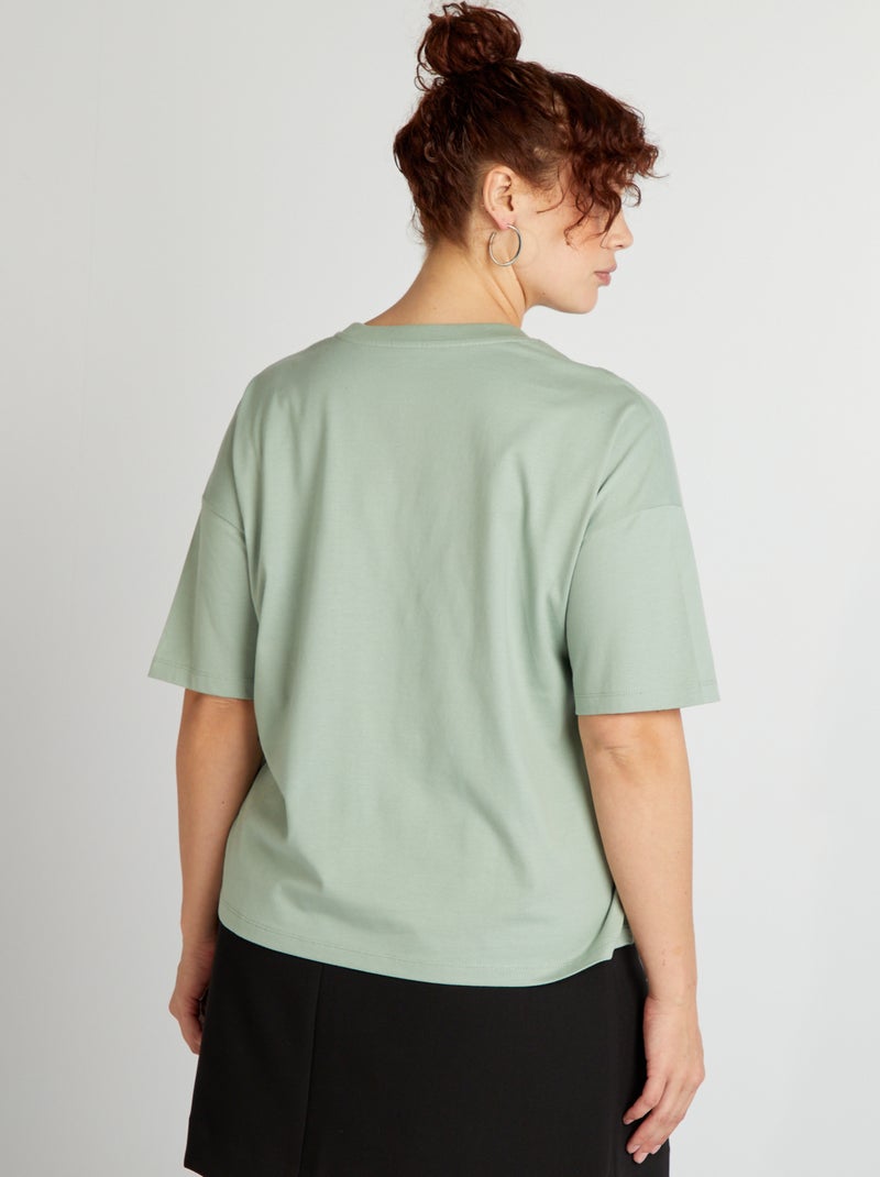 T-shirt en coton à manches courtes Vert - Kiabi