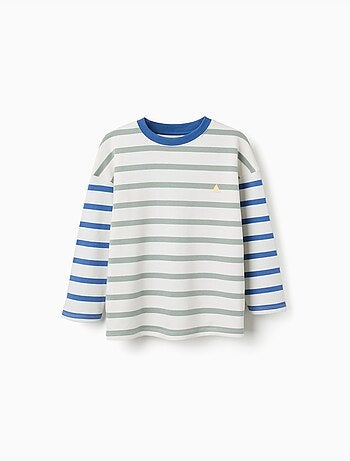 T-shirt en coton à manches longues à rayures