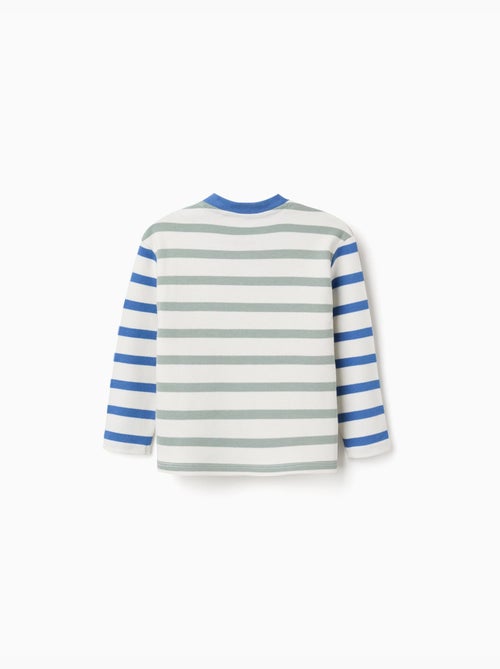 T-shirt en coton à manches longues à rayures - Kiabi