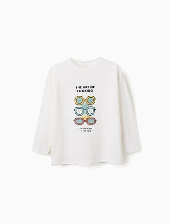 T-shirt en coton à manches longues avec imprimé Creative Eye