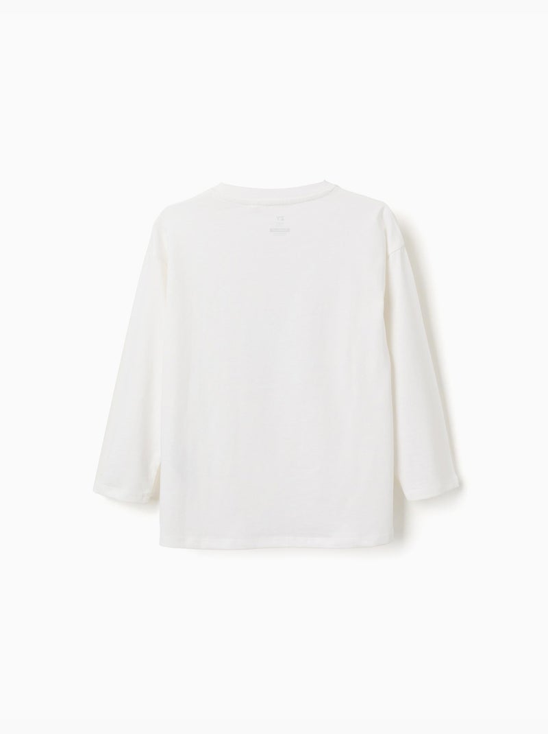 T-shirt en coton à manches longues avec imprimé Art of Looking Blanc - Kiabi