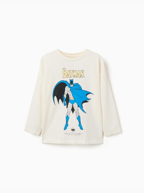 T-shirt en coton à manches longues avec imprimé batman - Kiabi