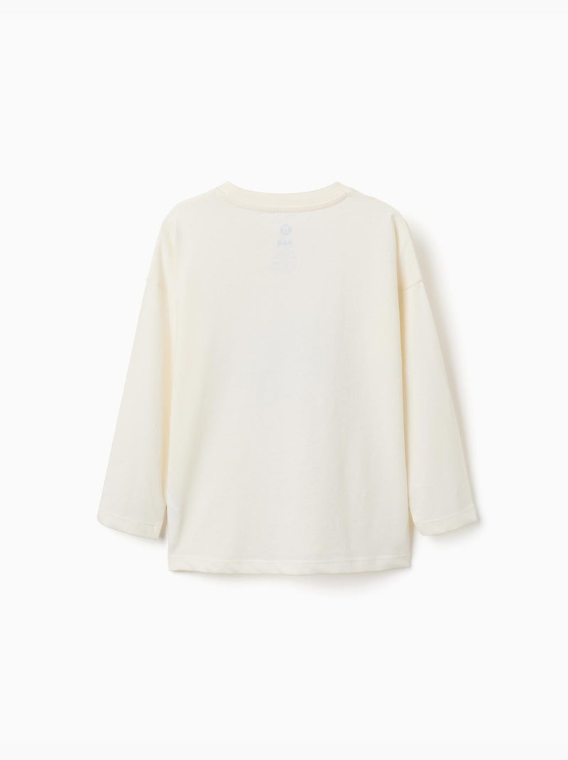 T-shirt en coton à manches longues avec imprimé batman Blanc - Kiabi