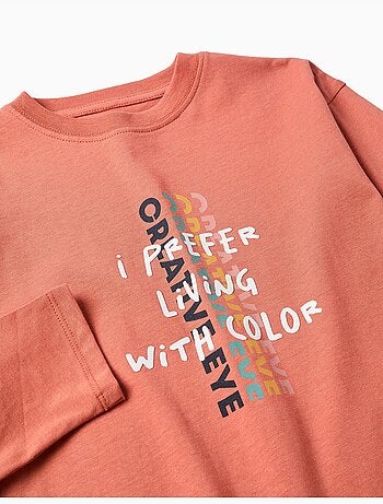 T-shirt en coton à manches longues avec imprimé Creative Eye