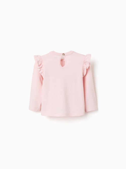 T-shirt en coton à manches longues avec imprimé fleurs - Kiabi