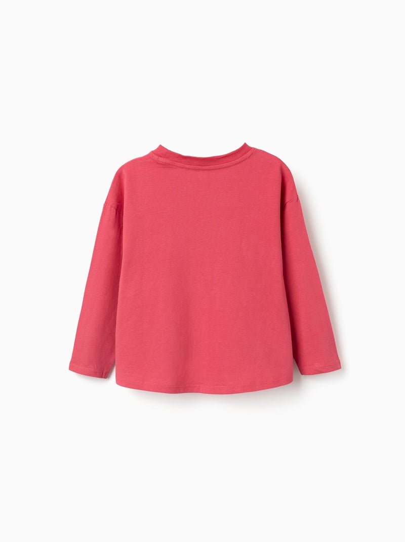 T-shirt en coton à manches longues avec imprimé fleurs Rouge - Kiabi