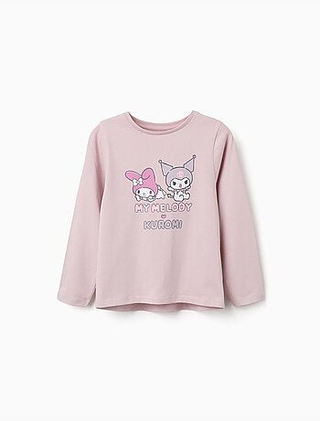 T-shirt en coton à manches longues avec imprimé Kuromi