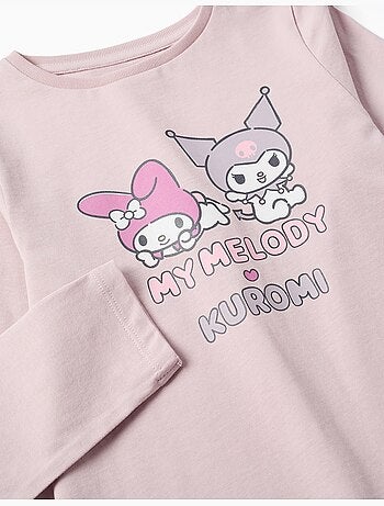 T-shirt en coton à manches longues avec imprimé Kuromi