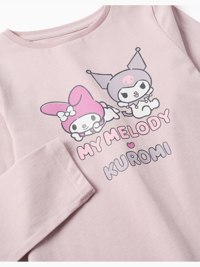 T-shirt en coton à manches longues avec imprimé Kuromi Mauve lilas - Kiabi