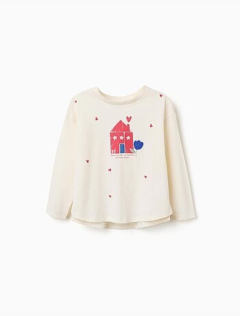 T-shirt en coton à manches longues avec imprimé fleurs