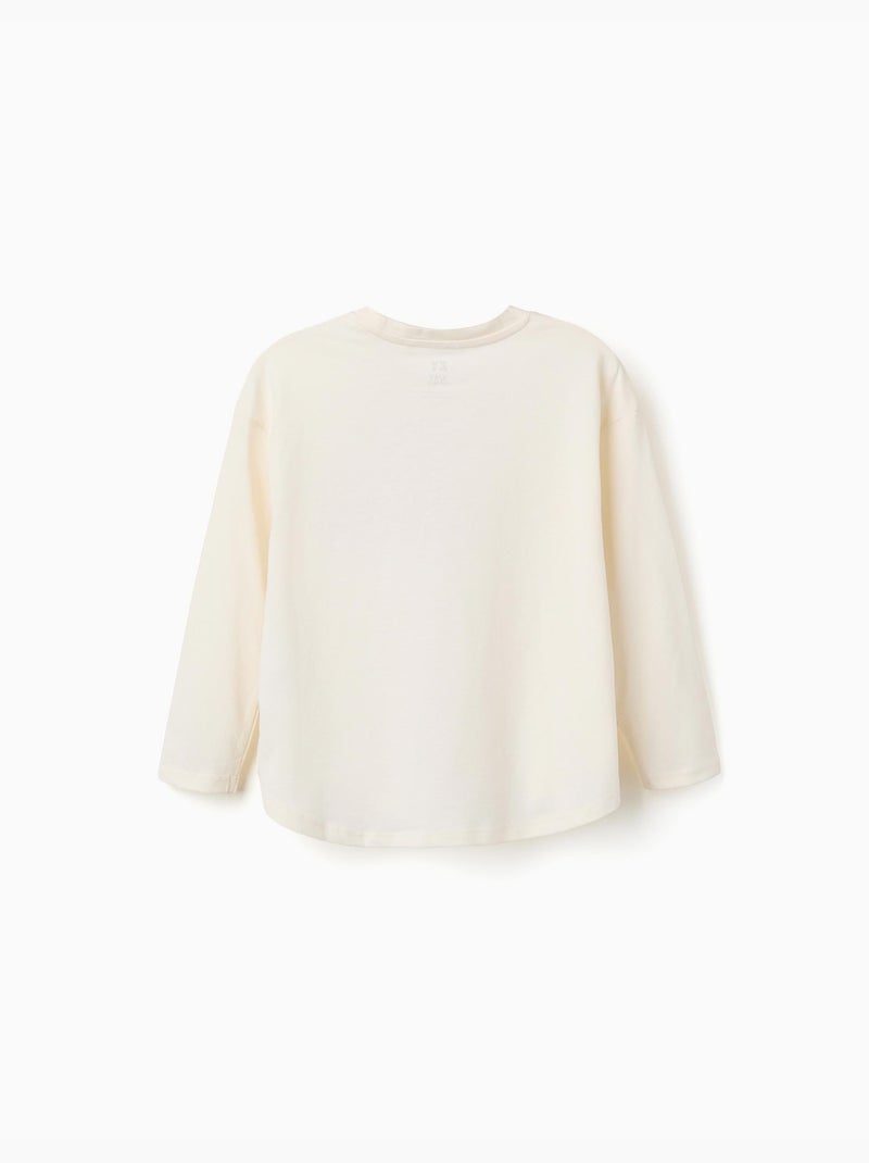 T-shirt en coton à manches longues avec imprimé maison Blanc - Kiabi